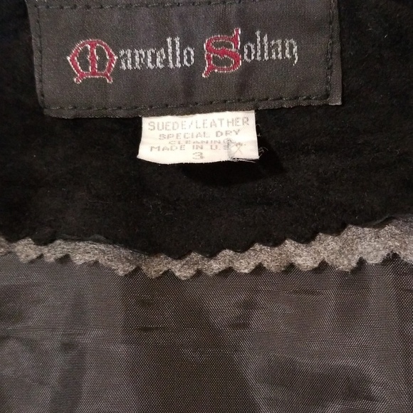 VTG Marcello Soltan Women's Black Suede Leather Mini Skirt Sz Vtg 3/Small Tiered - Picture 6 of 7